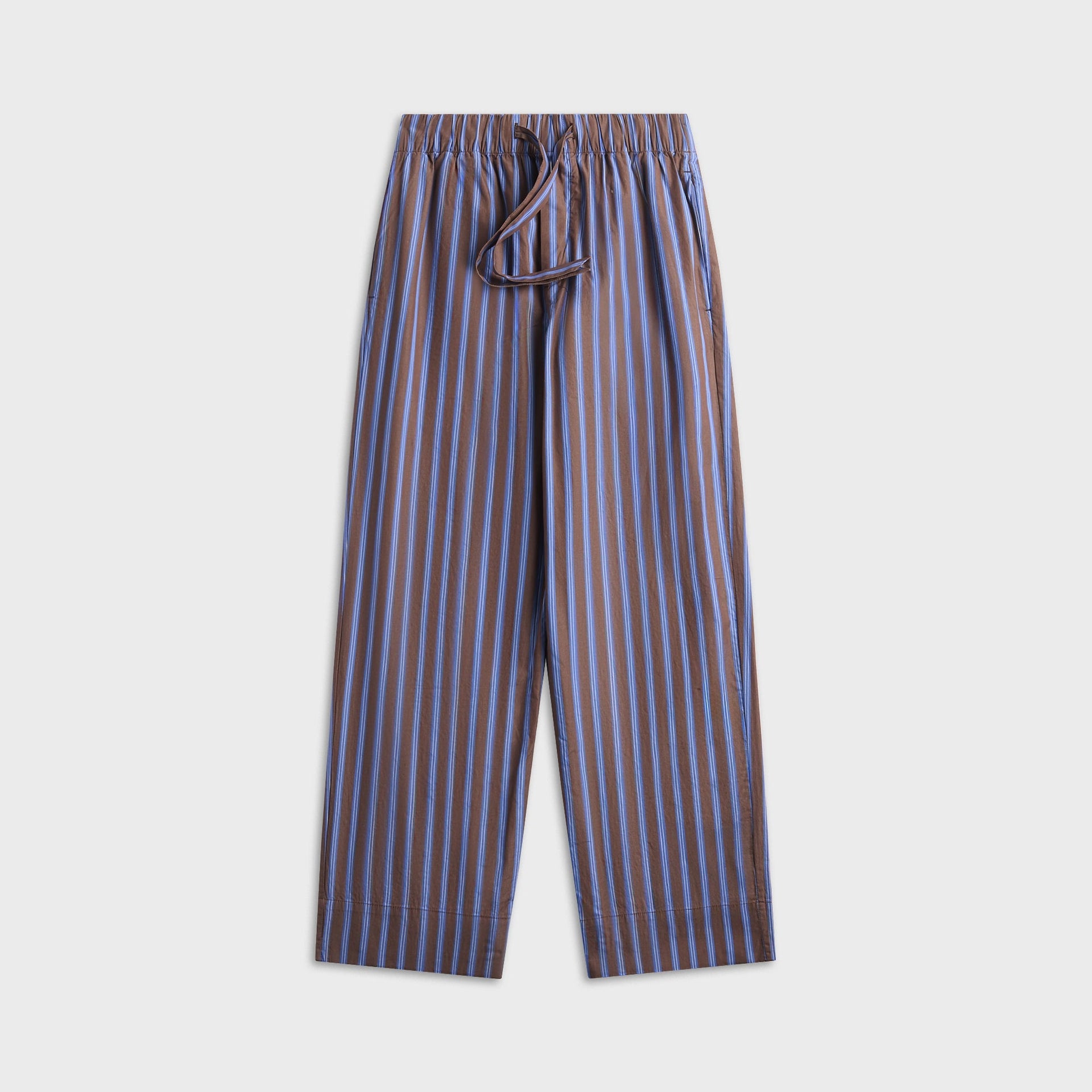 Tekla Chestnut Stripes Poplin Pyjama Pant - Brown / Light Blue