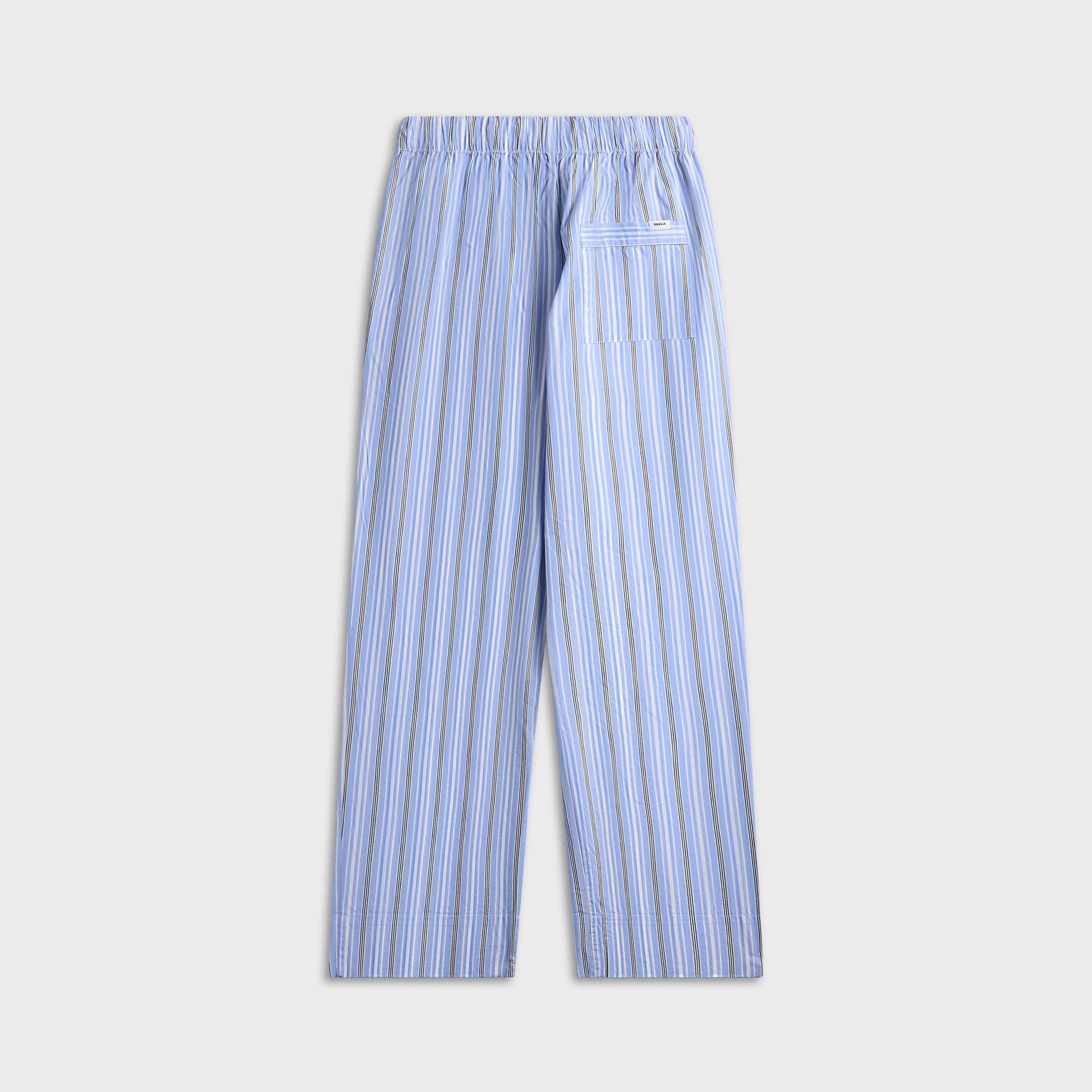 Tekla Stave Stripes Poplin Pyjama Pant - White / Blue