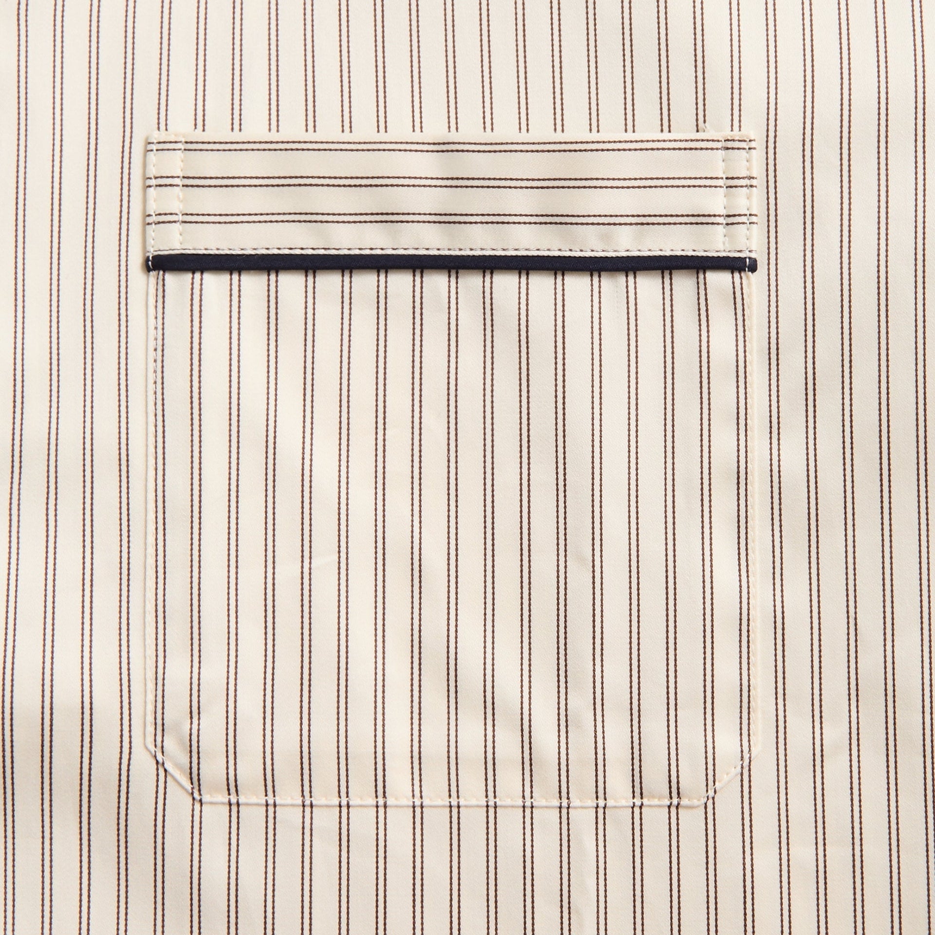 Tekla Sateen Long Sleeved Shirt - Brown Pin Stripes