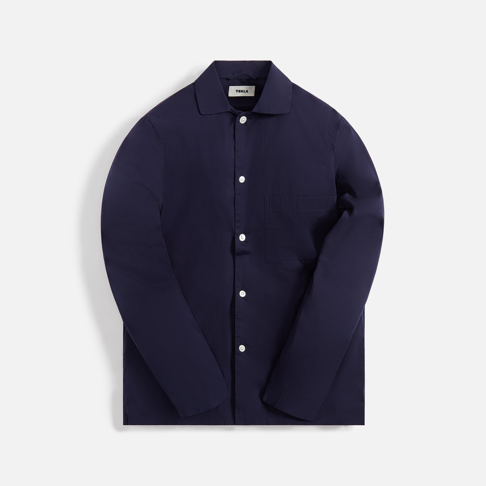Tekla Poplin Pajama Shirt - True Navy