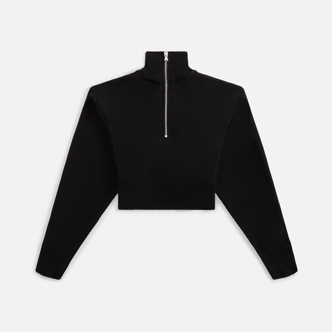 Sami Miro Vintage Turtleneck Safety Pin Thermal Cropped Top - Black
