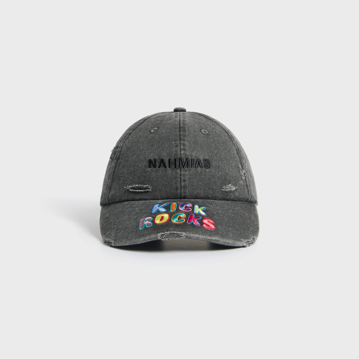 NAHMIAS Kick Rocks 6 Panel Hat - Worn Black Cotton