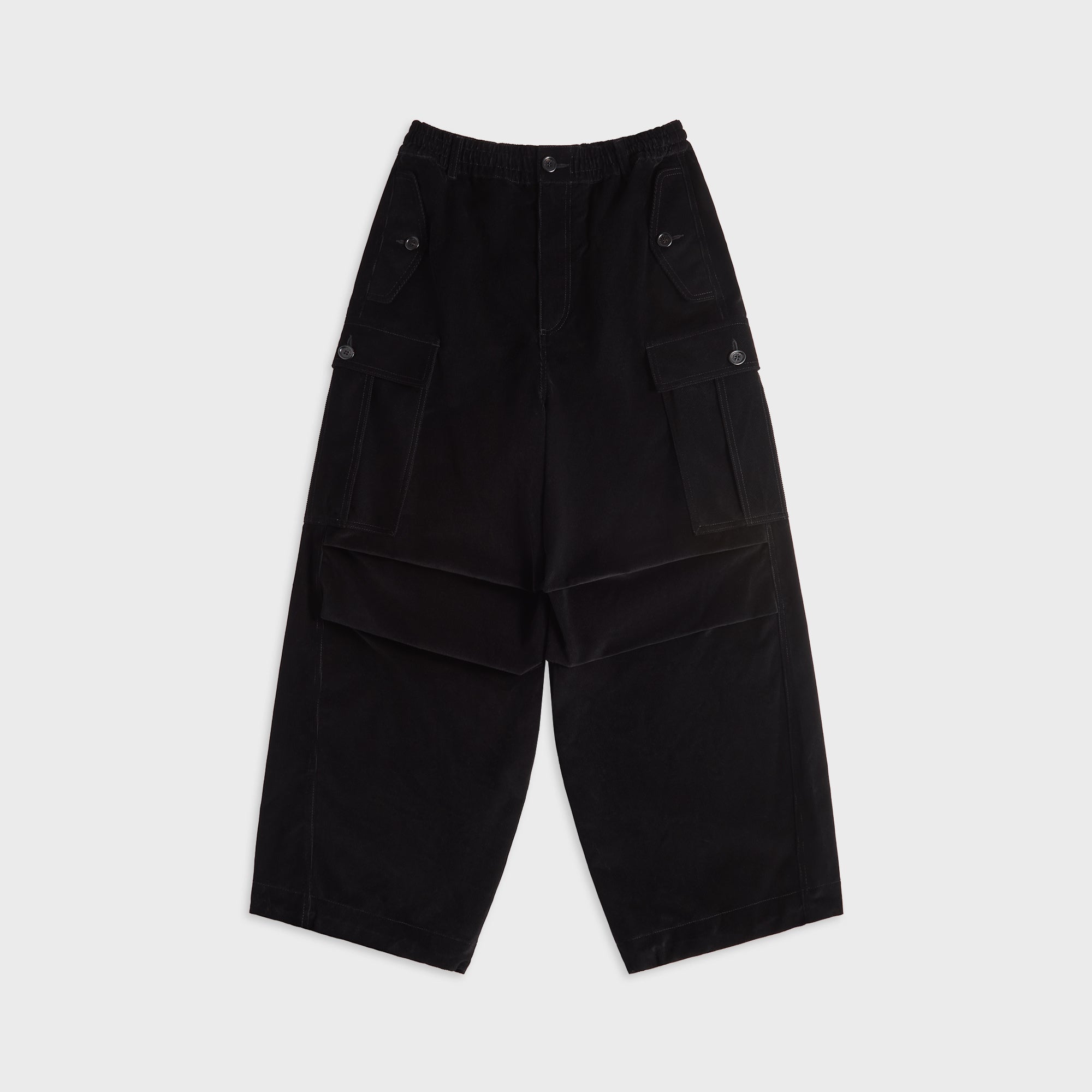Marni Corduroy Drawstring Cargo Workwear Gabardine Pants - Black