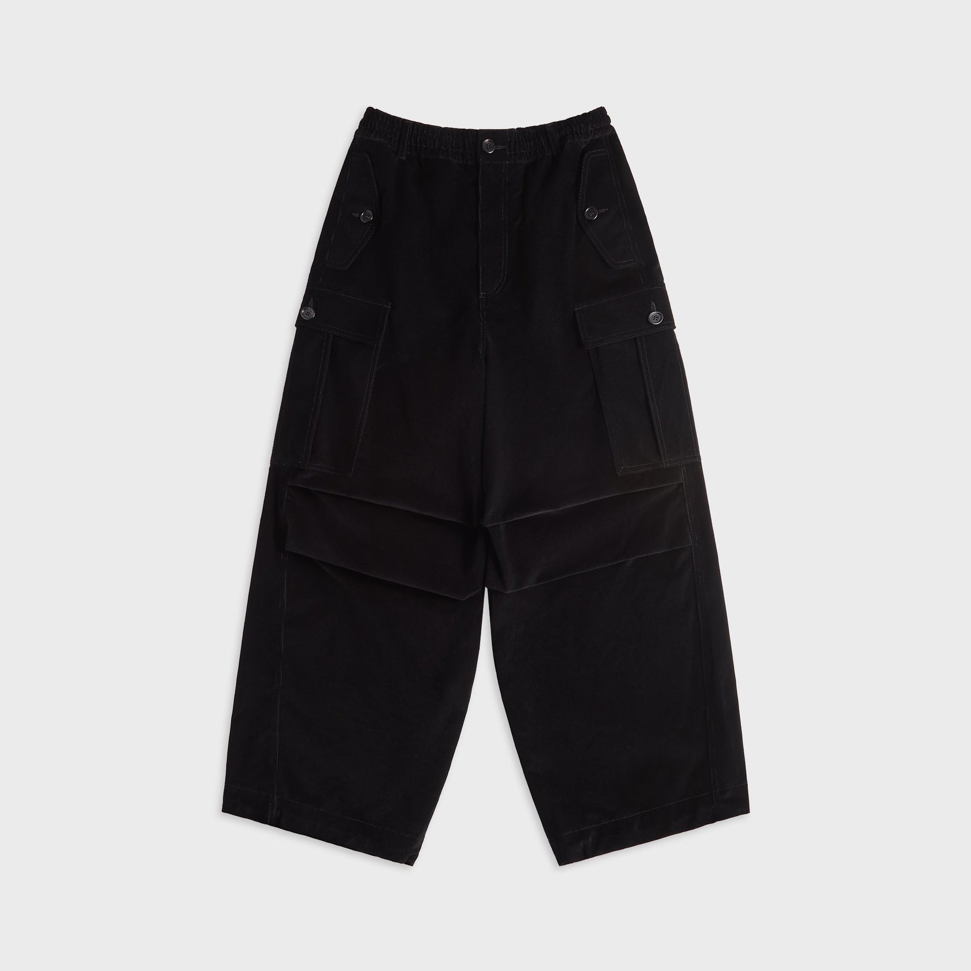 Marni Corduroy Drawstring Cargo Workwear Gabardine Pants - Black