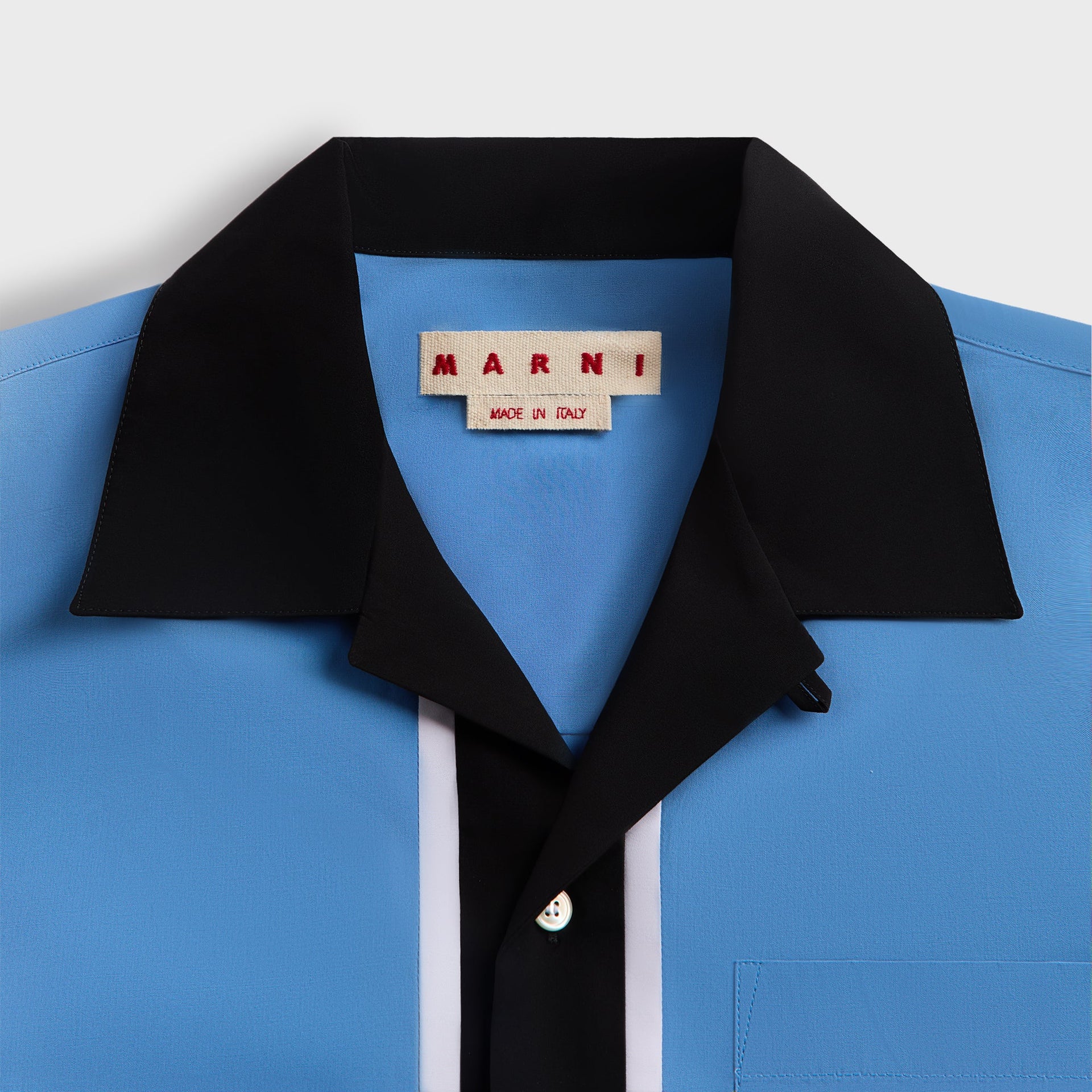 Marni Organic Cotton Poplin ShortinSleeved Bowling Shirt in Sapphire Blue