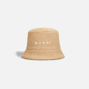 marni Shirt Raffia Bucket Hat - Shell