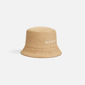 marni Shirt Raffia Bucket Hat - Shell