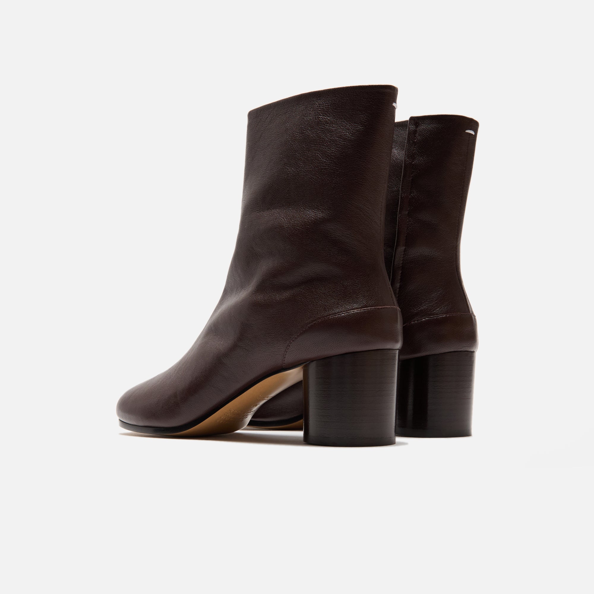 Maison Margiela 'Tabi' Brown High Heel Ankle Boots ヒール6cm Brown Tabi Ankle Boots by Maison Margiela on Sale