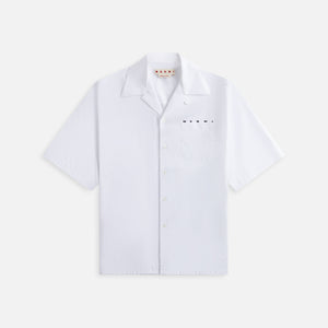 Marni Logo Organic Poplin Shirt with Peeping Marni Logo -  Lily White