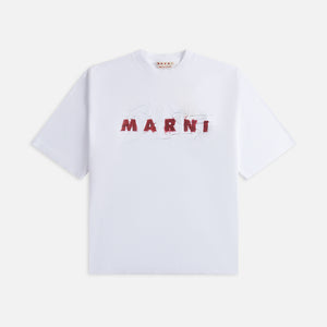 Marni Organic Jersey Tee with Wrinkled Marni Logo - Lily White