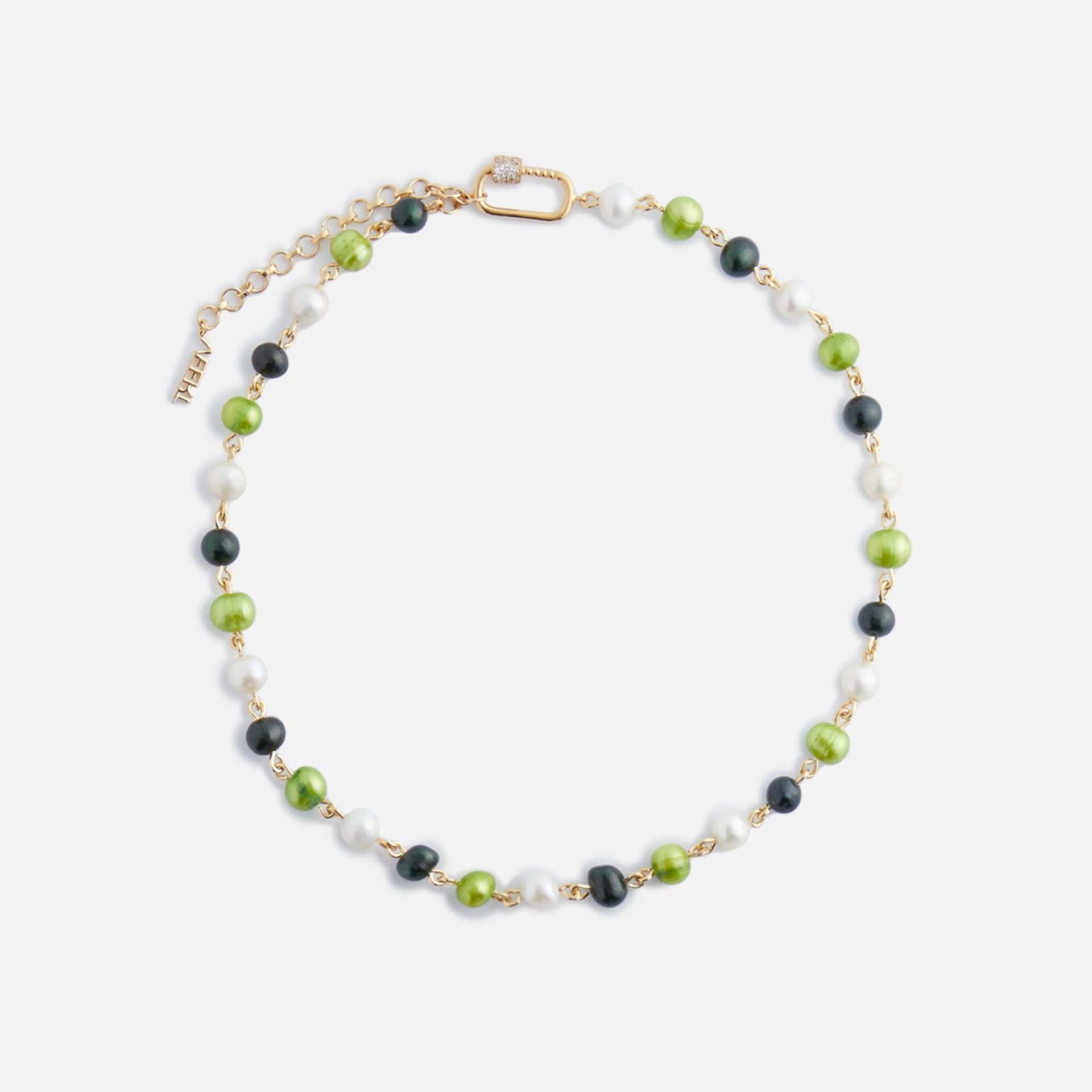 VEERT The Single Freshwater Pearl Necklace - Multi Green