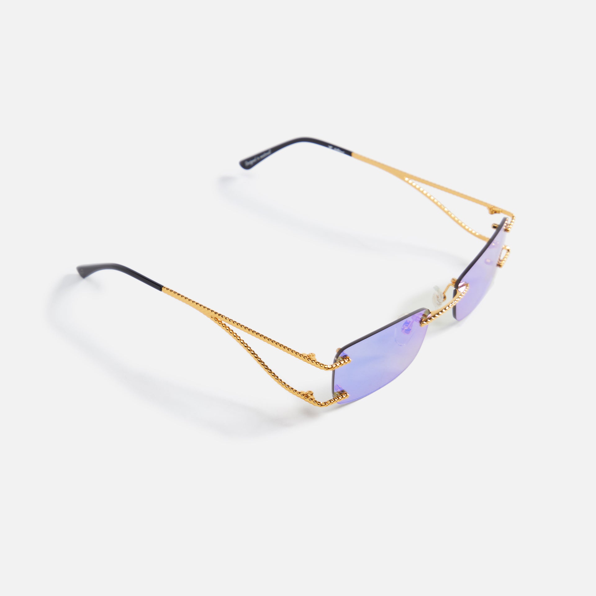 Vintage Frames Wall Street Drill Mount 24KT Gold Sunglasses - Smoke Flash Blue
