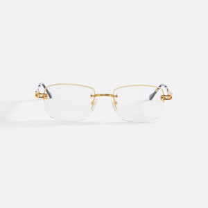Rimless Square-Frame Logo-Print Gold-Tone Sunglasses