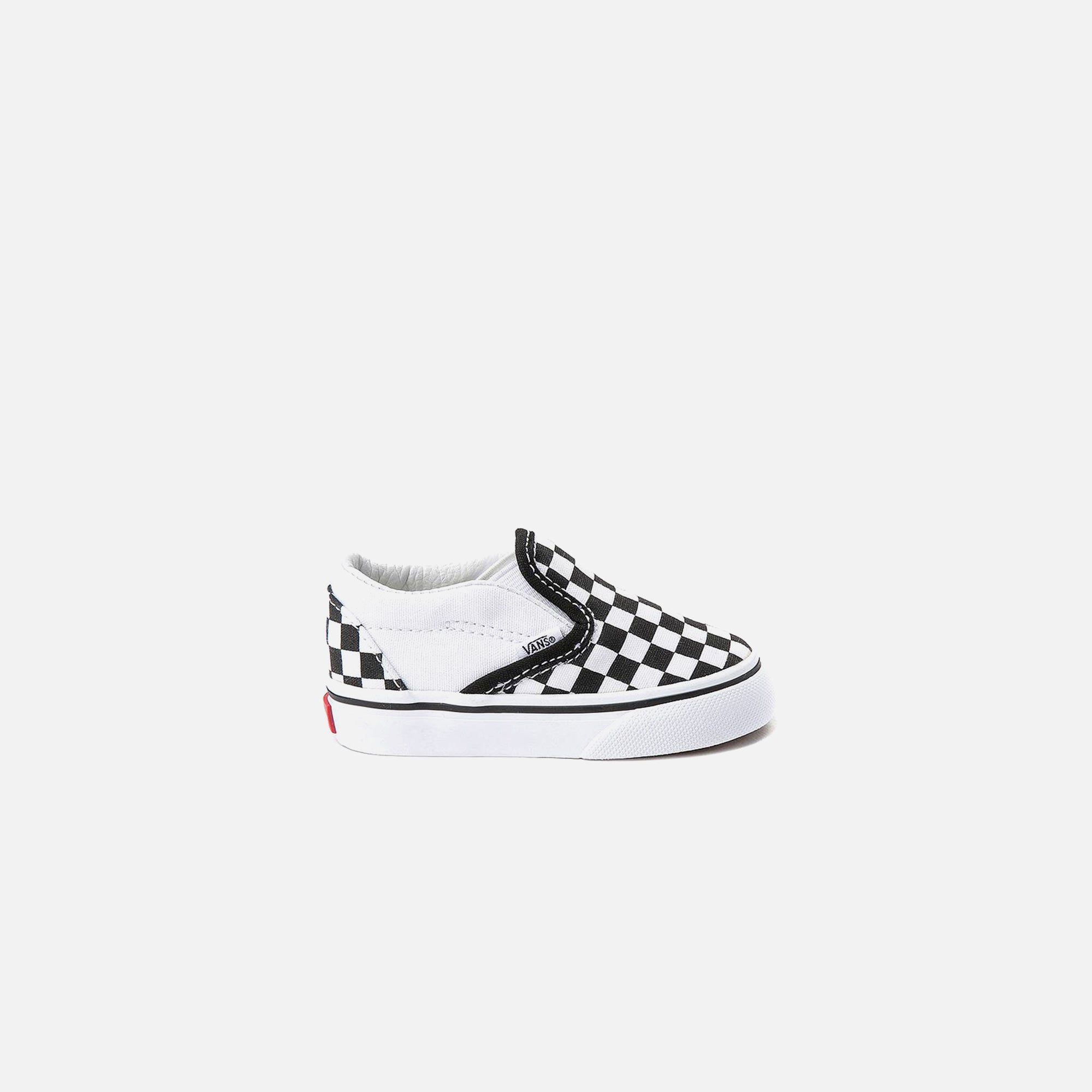 True white and outlet black checkered vans