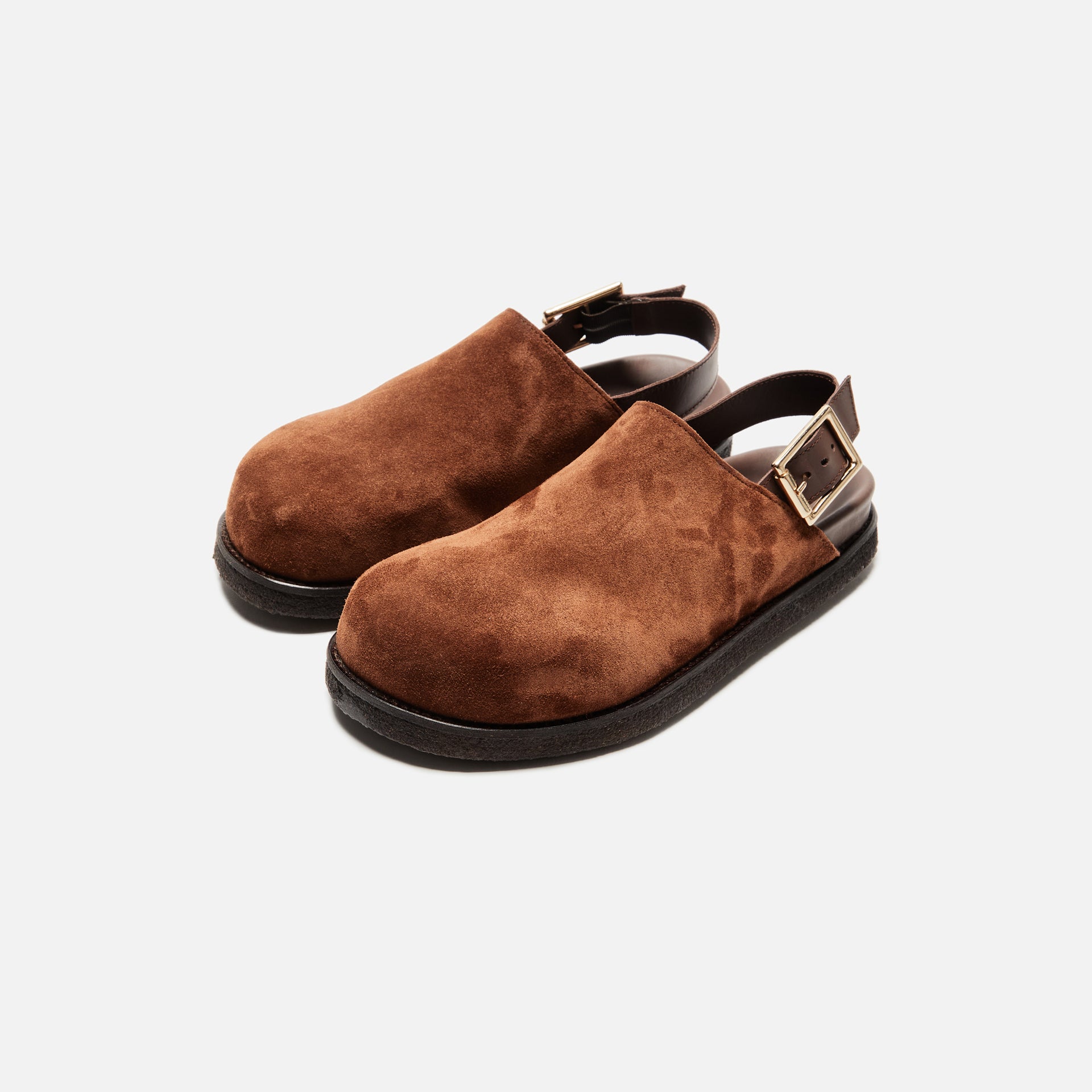 VINNY's Strapped Mule Suede - Dark Brown