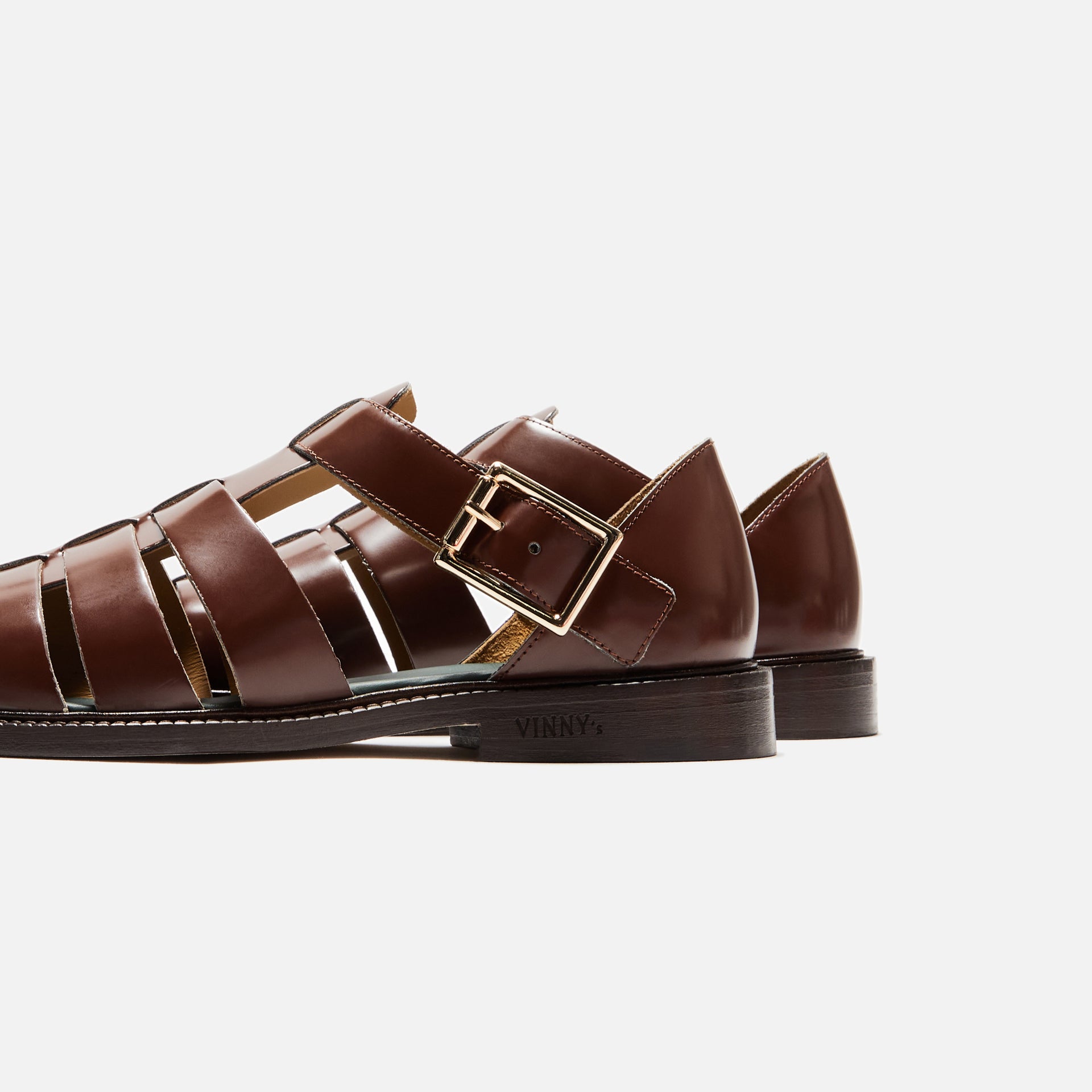 VINNY's Fisherman Sandal - Brown Polido Leather