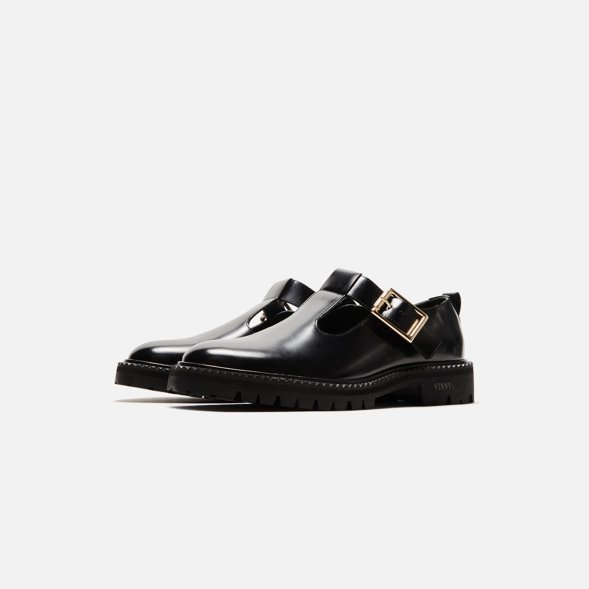 VINNY's Maree T-Strap - Derby Black / Polido Leather