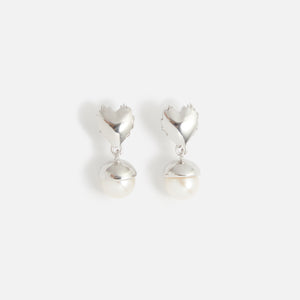 Veert The Flame Heart Freshwater Pearl Earring Pair - White Gold