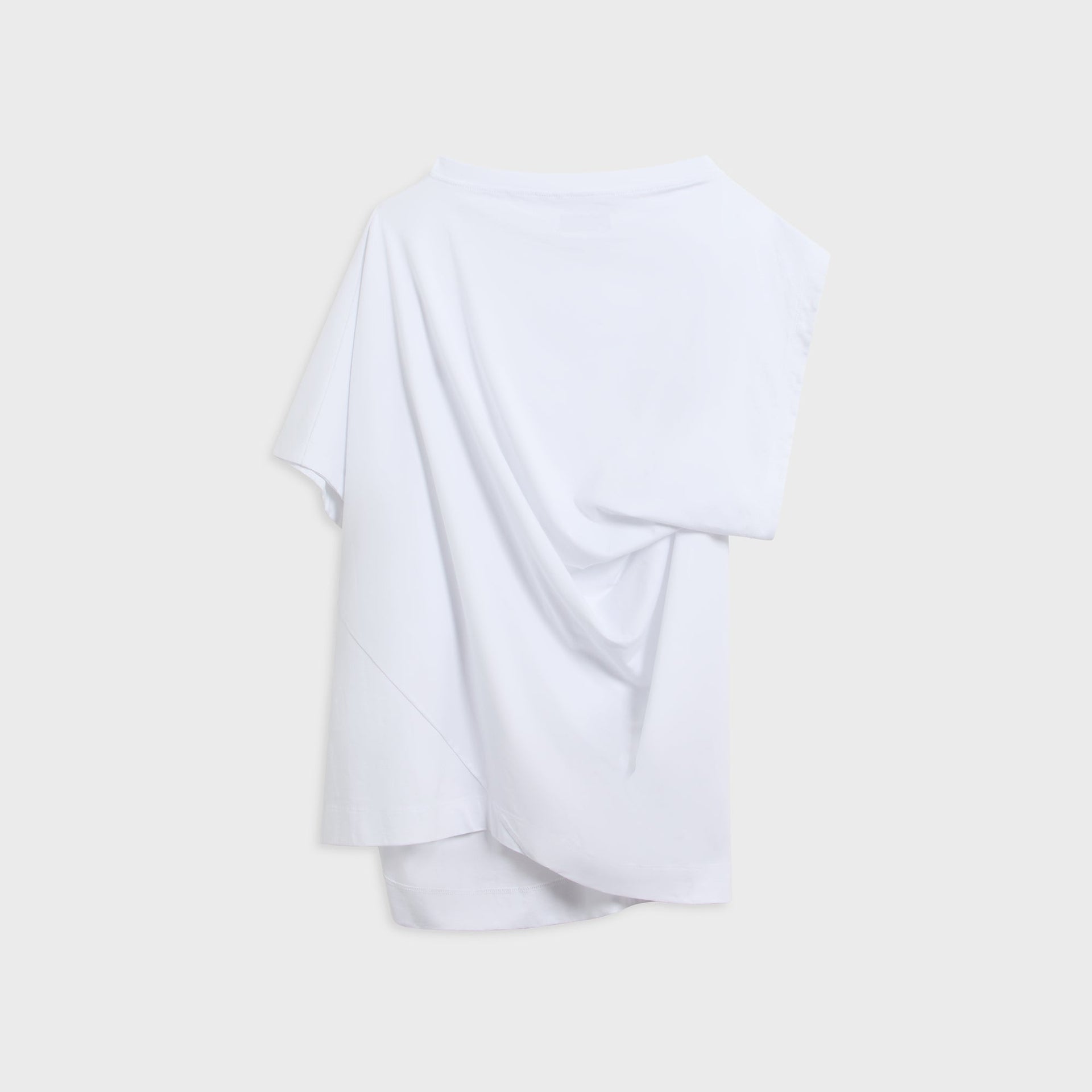 Vivienne Westwood Oversized Hebo Top in white, flat-lay showing asymmetric draped cowl silhouette