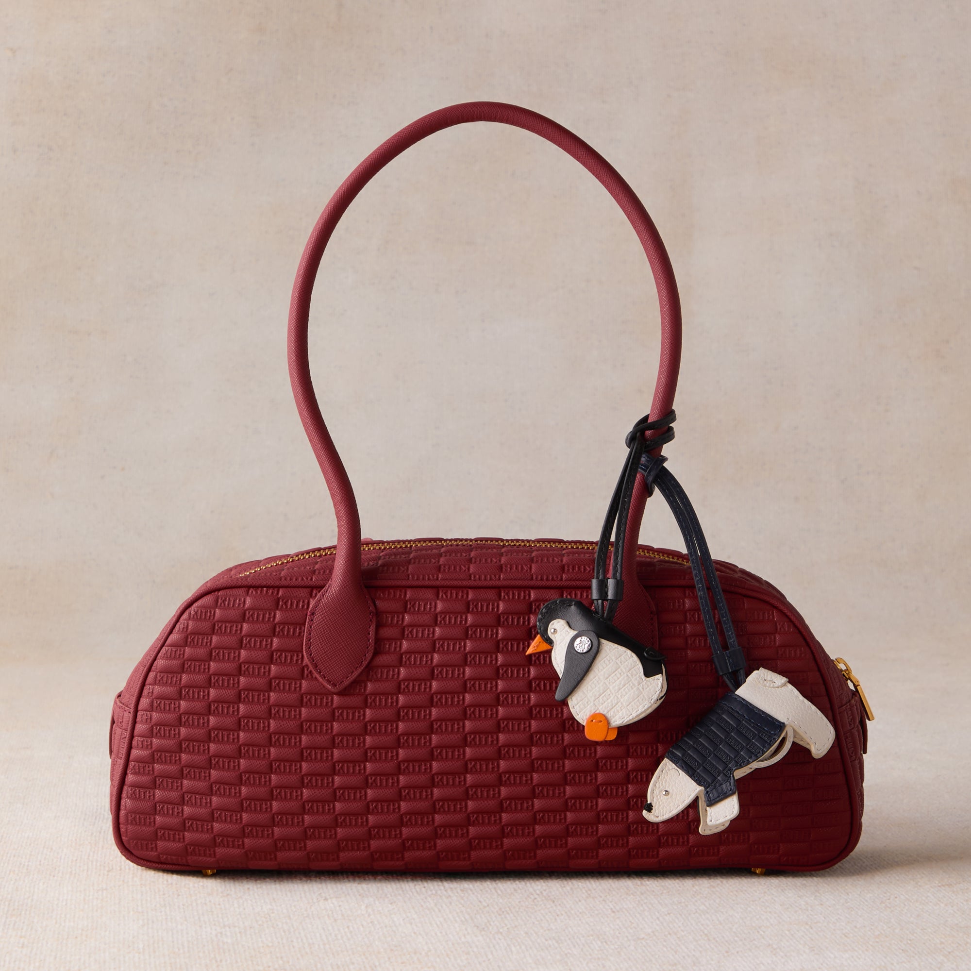 Kith Monogram Leather Zipper Pouch - Black