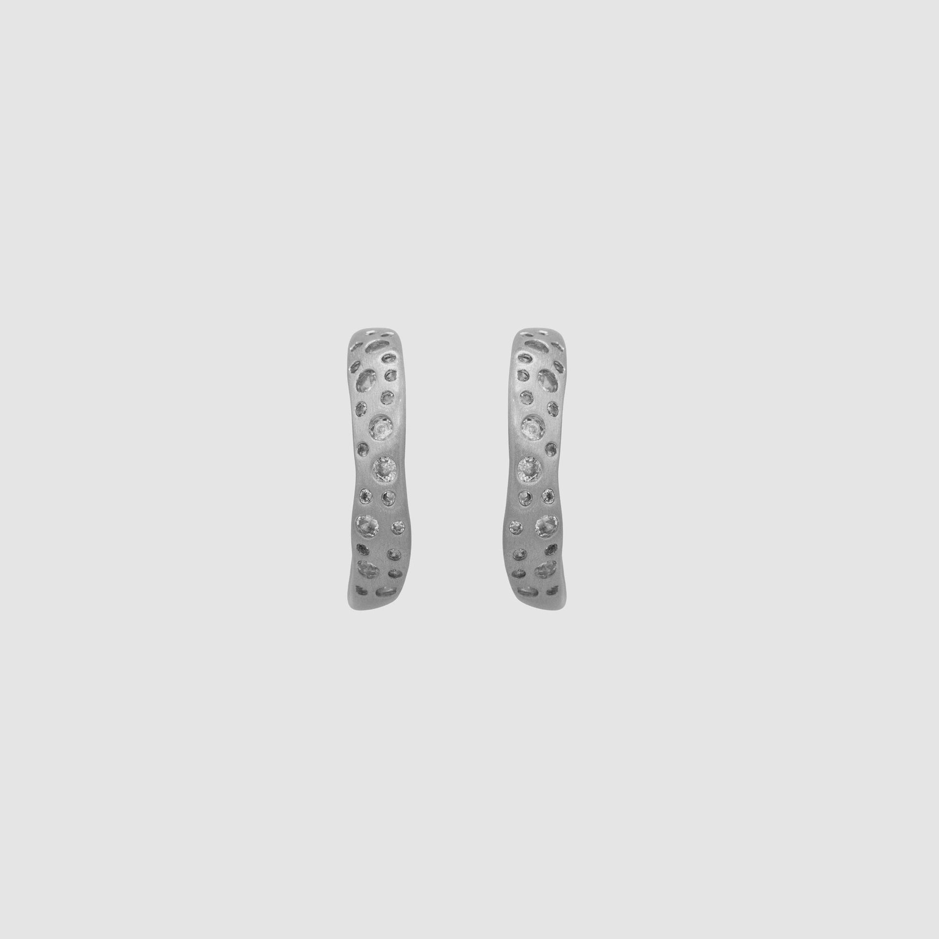 Black Suede Studio Wave Earring - Silver