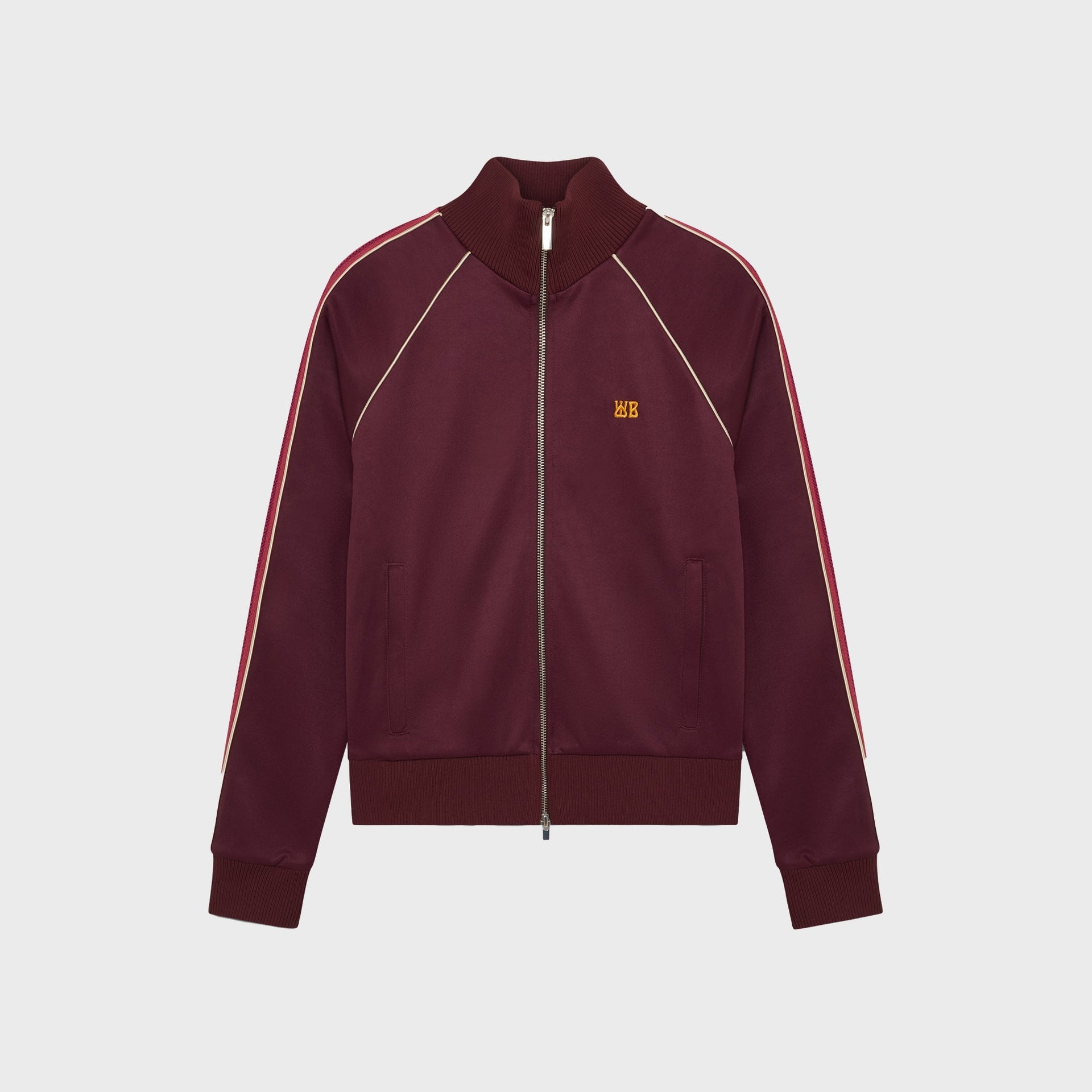 Wales Bonner Plain Poly Jersey Mantra Track Top in Burgundy