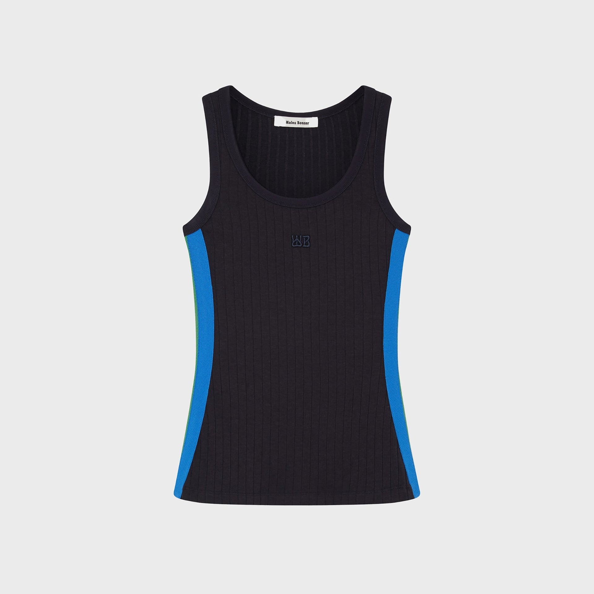 Wales Bonner Spaced Rib Jersey Aria Vest in Navy