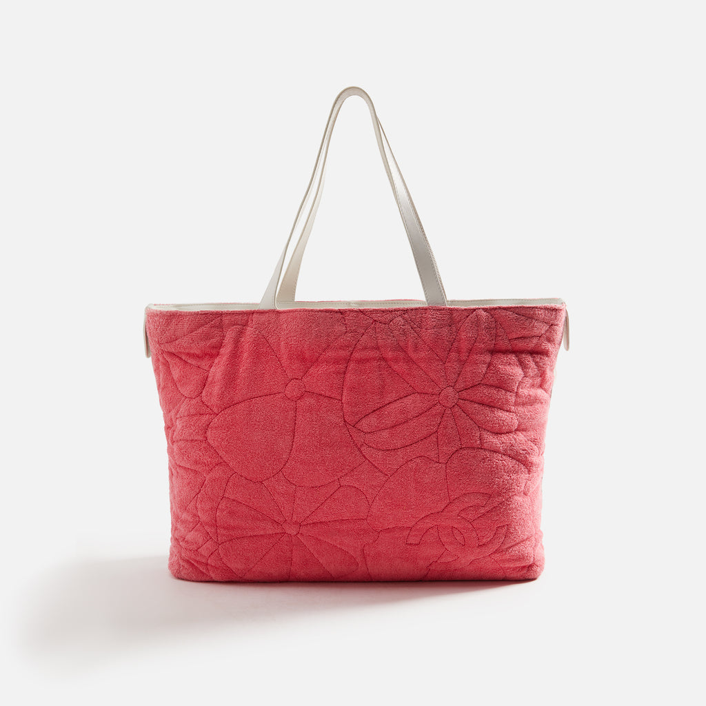 CHANEL Terry Cotton CC Beach Tote Towel Pink Red 531659