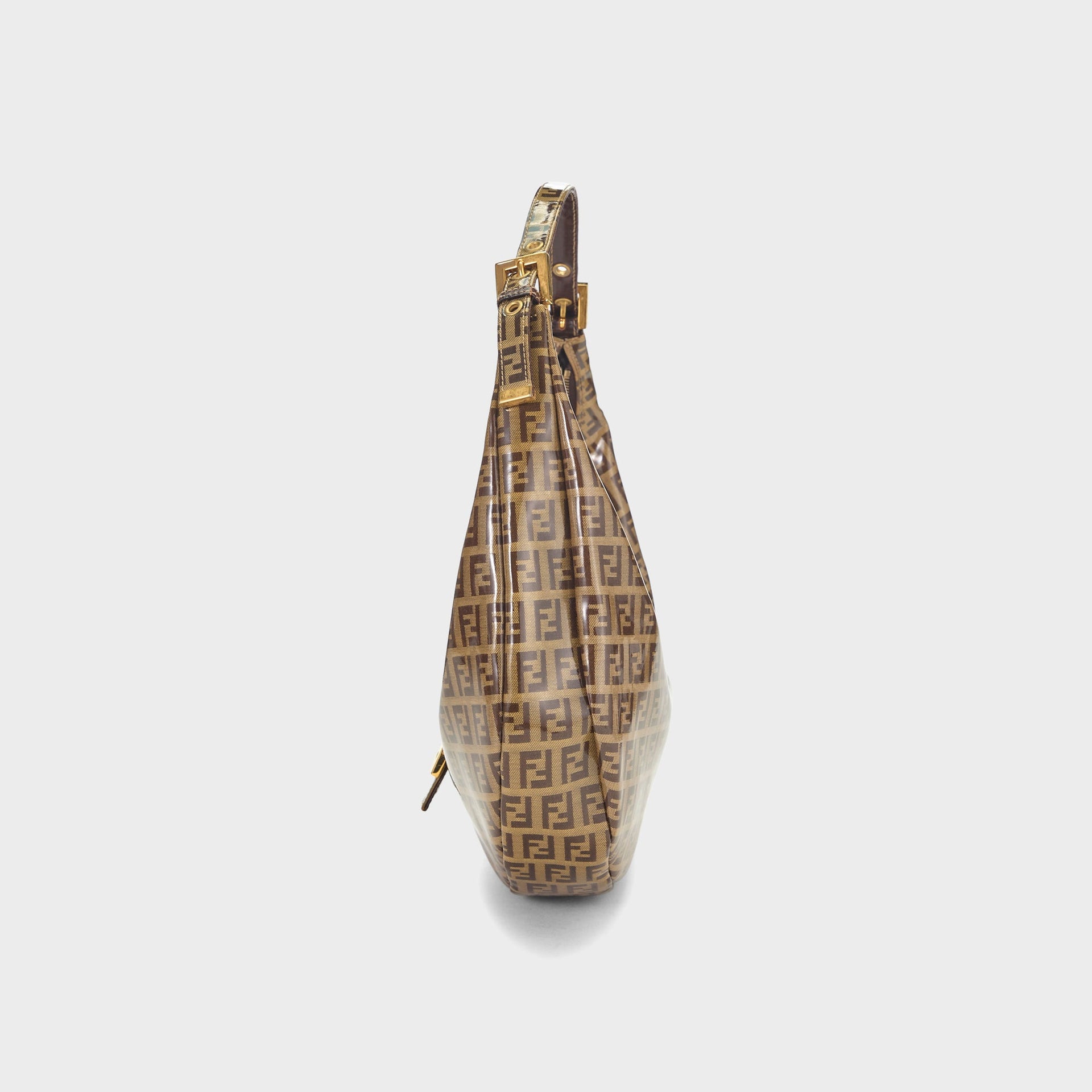 WGACA Fendi Brown Vinyl Crescent Moon Hobo Small Bag - Brown