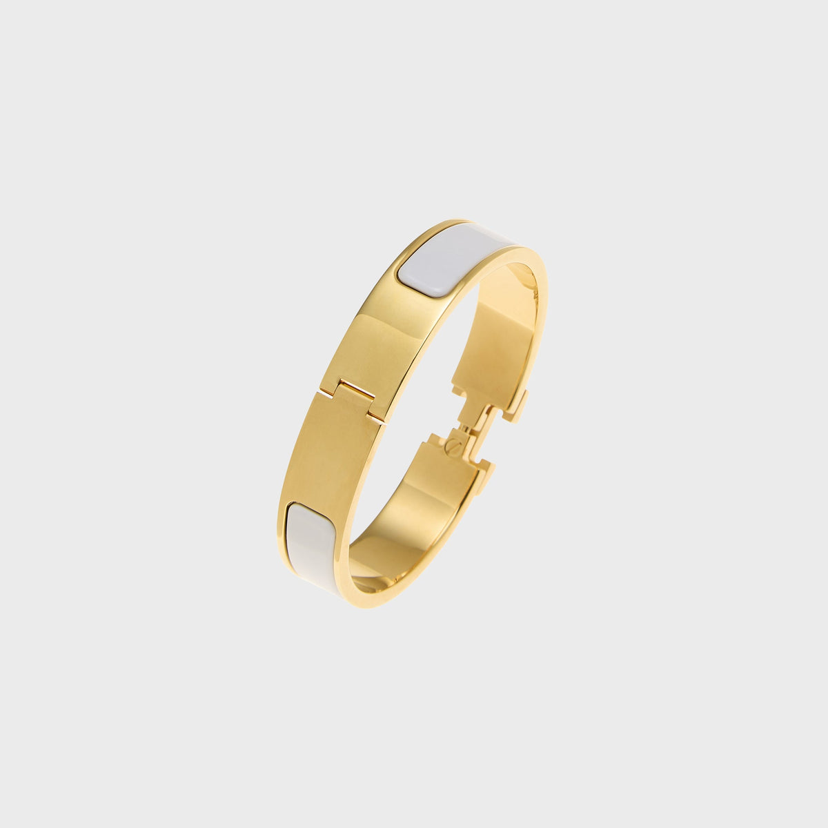 WGACA Hermes Clic Clac Narrow Bracelet - White / Gold