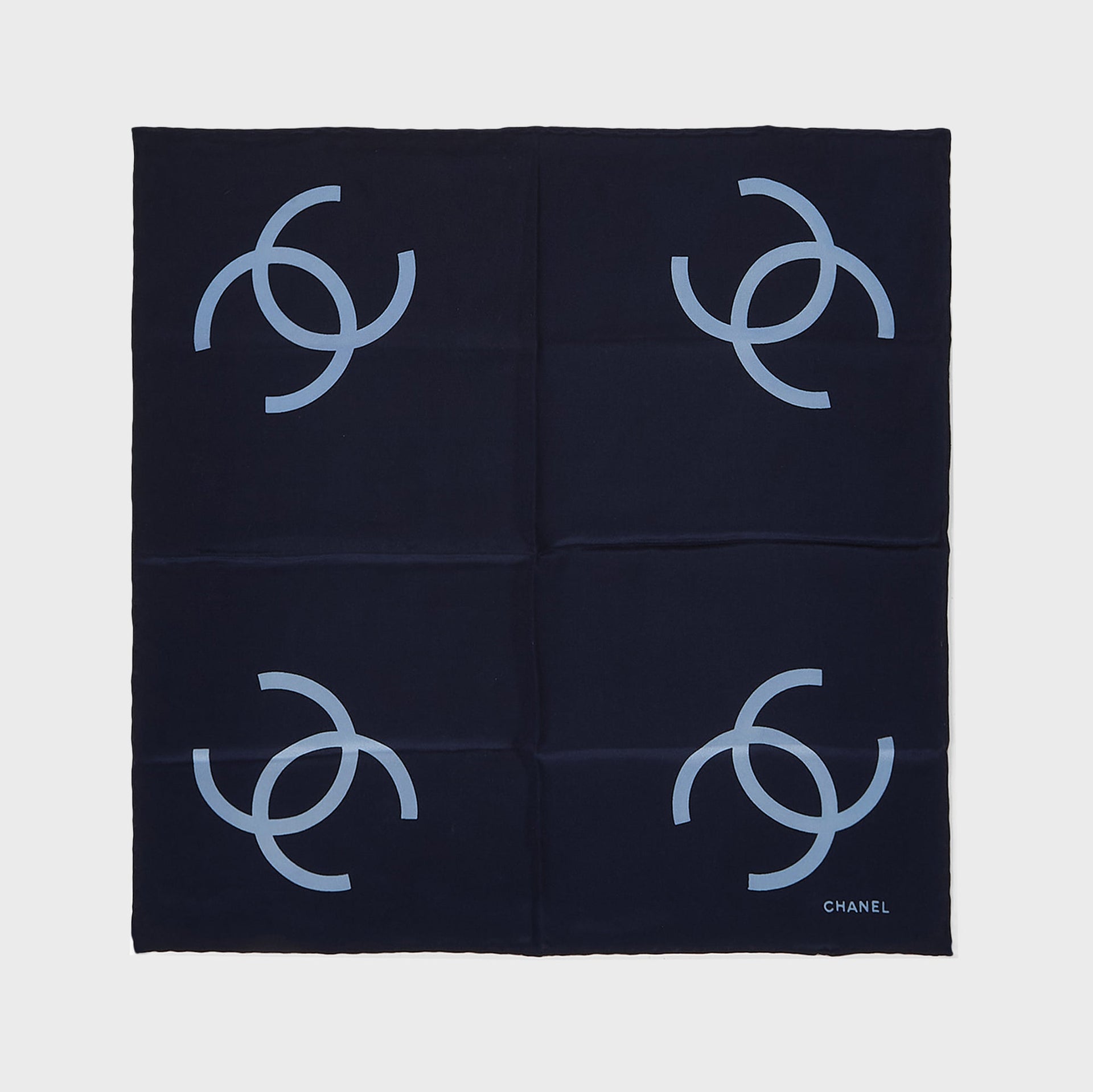 WGACA Chanel Square Silk Scarf - Navy