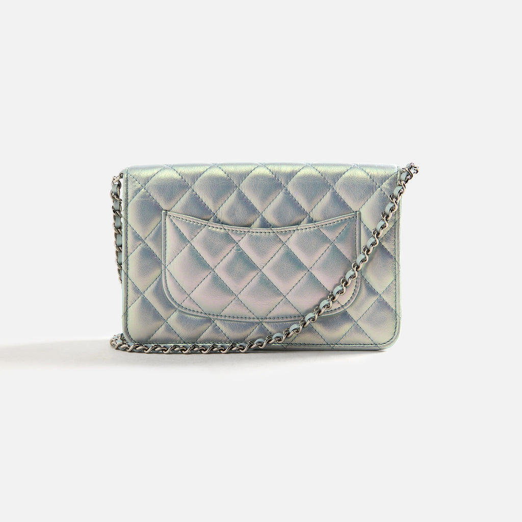 WGACA Chanel Iridescent Classic Quilted Wallet on Chain - Blue