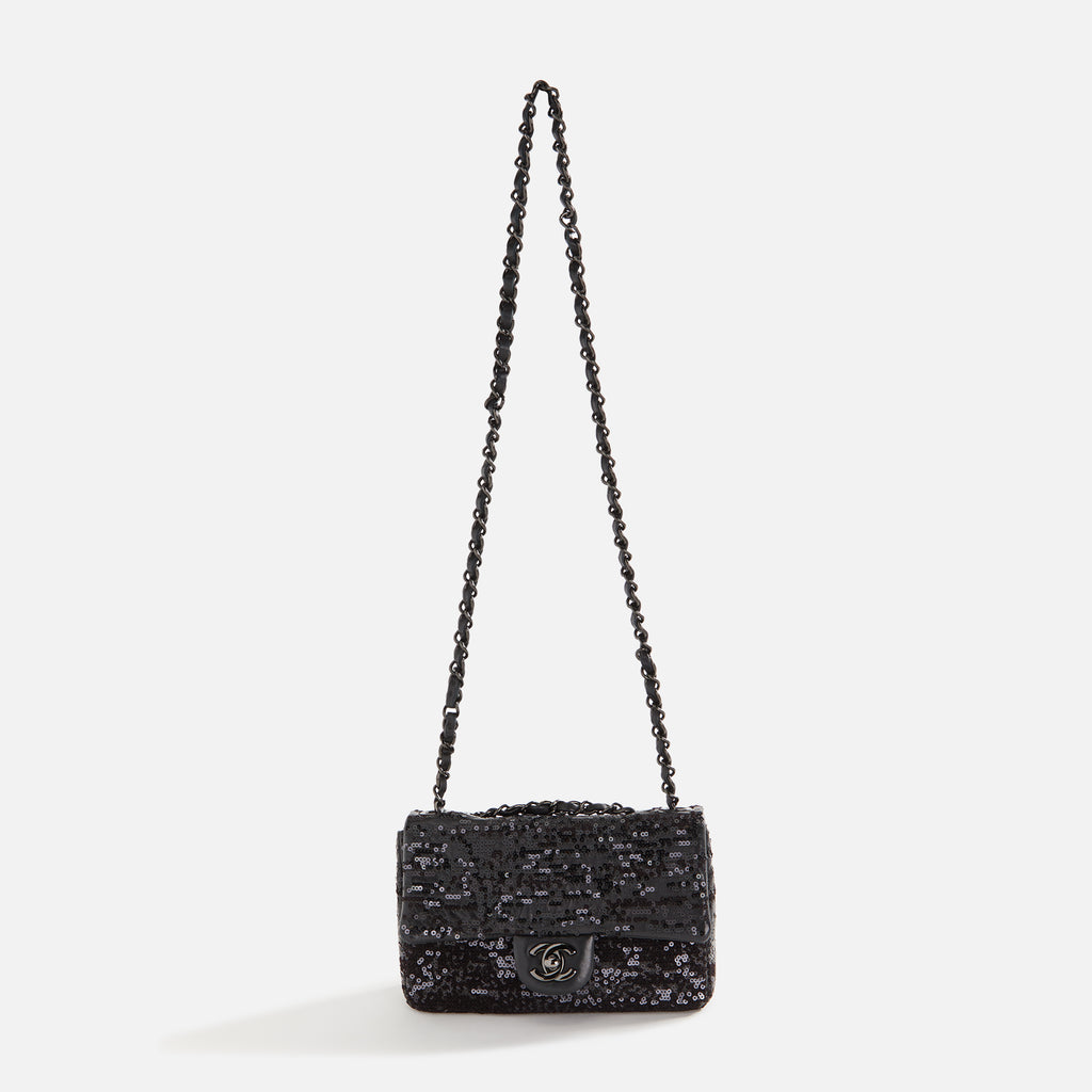 black sequin chanel bag