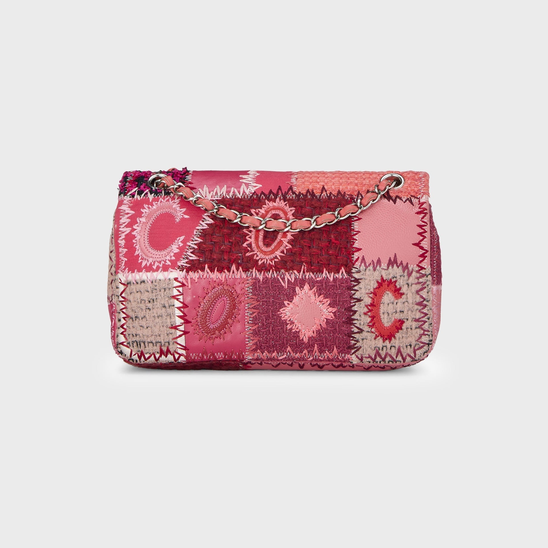 WGACA Chanel Tweed Single Flap Patchwork Shoulder Bag - Pink