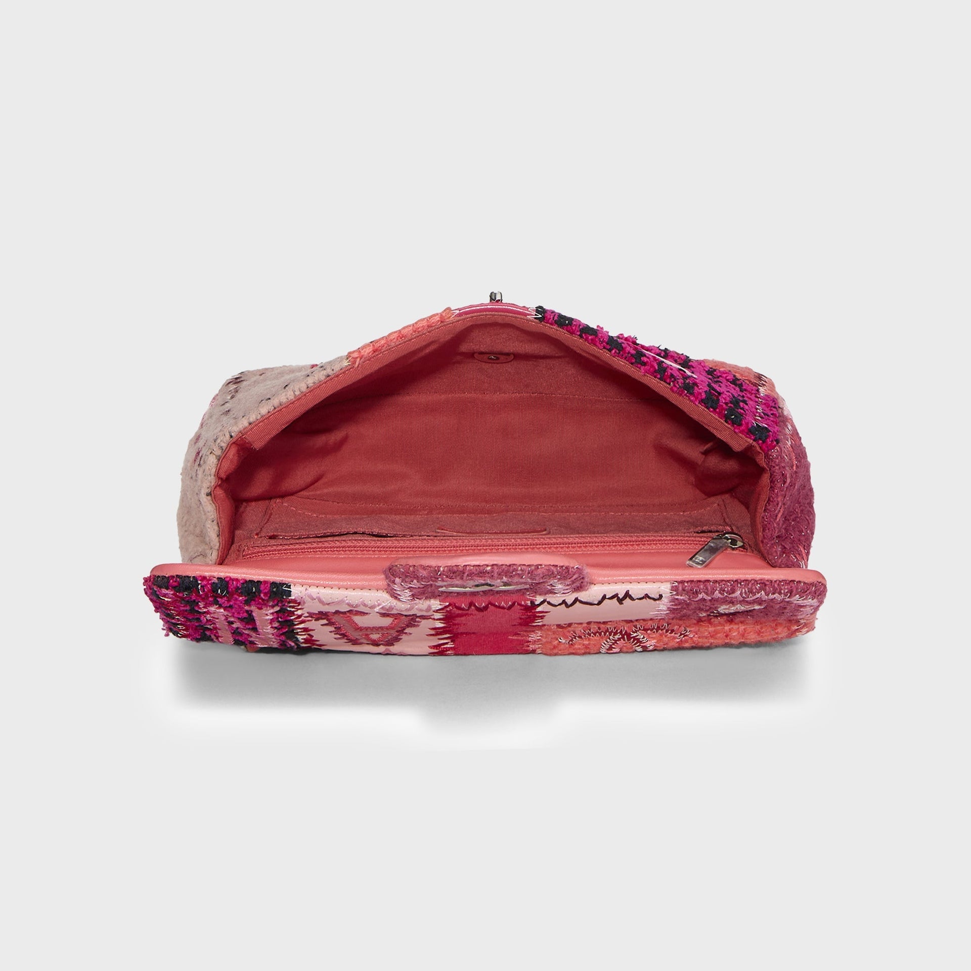 WGACA Chanel Tweed Single Flap Patchwork Shoulder Bag - Pink