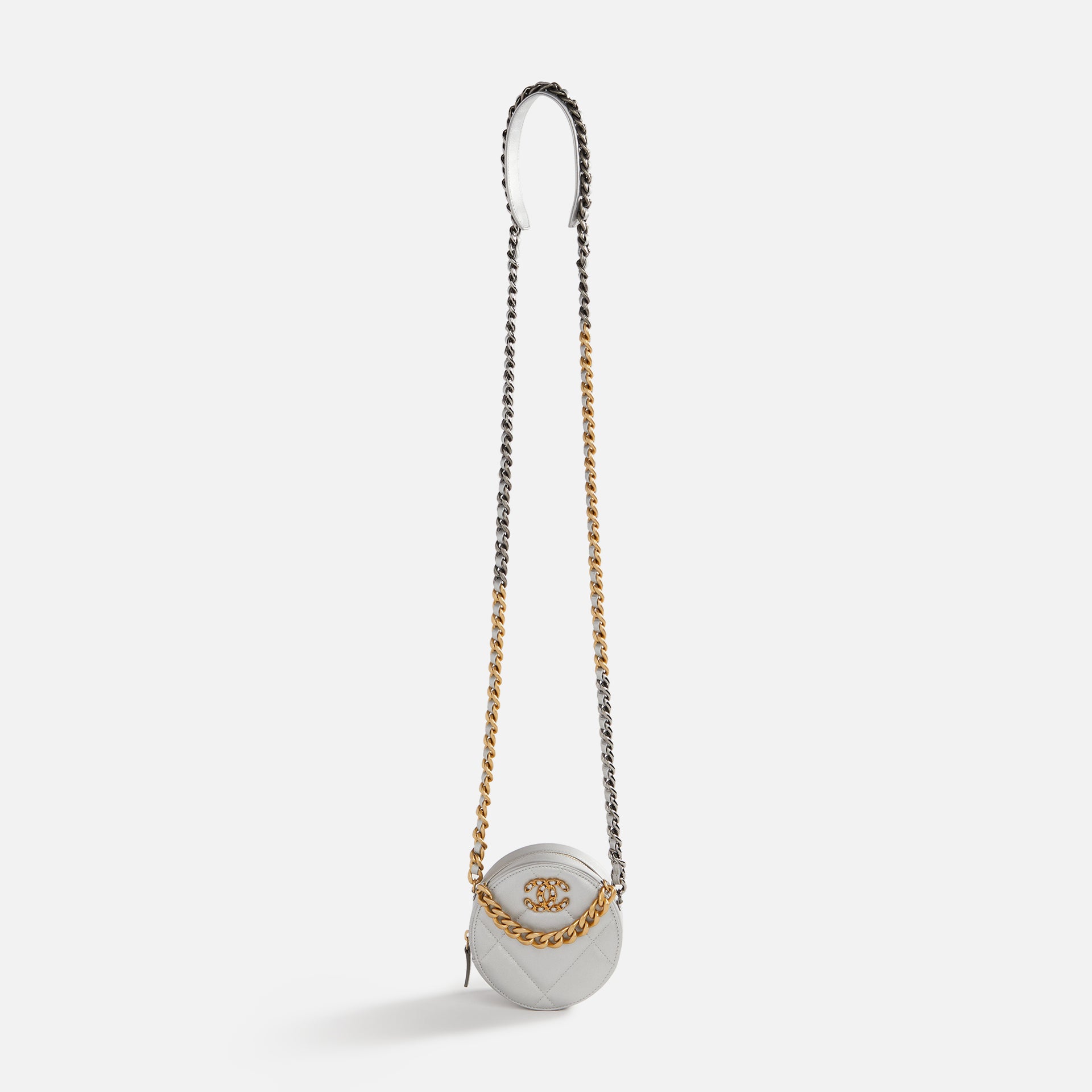 WGACA Chanel Lambskin 19 Round Chain Bag - Silver