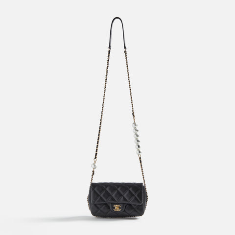 Chanel Lambskin Pearl Flap Bag Black - Luxury In Reach
