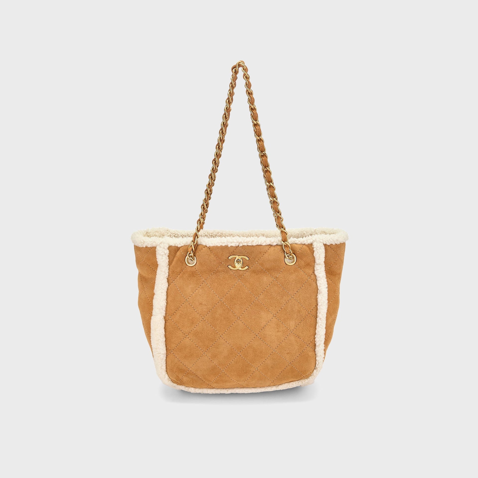 WGACA Chanel Shearling Coco Neige Shopping Tote Small - Brown