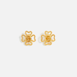 WGACA Chanel CC On Clover Earrings - Gold