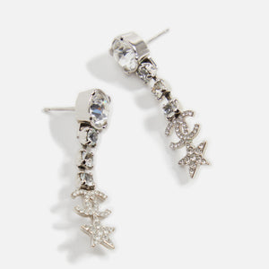 WGACA Chanel CC Crystal Star Dangle Earrings - Silver