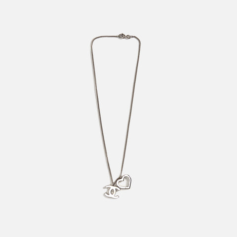 WGACA Chanel CC & Heart Pendant Necklace - Silver