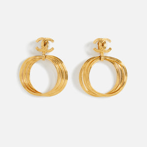 WGACA Chanel CC 3Hoop Overlap Earrings - Gold