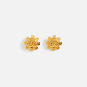 WGACA Chanel Squiggle Border Earrings - Gold