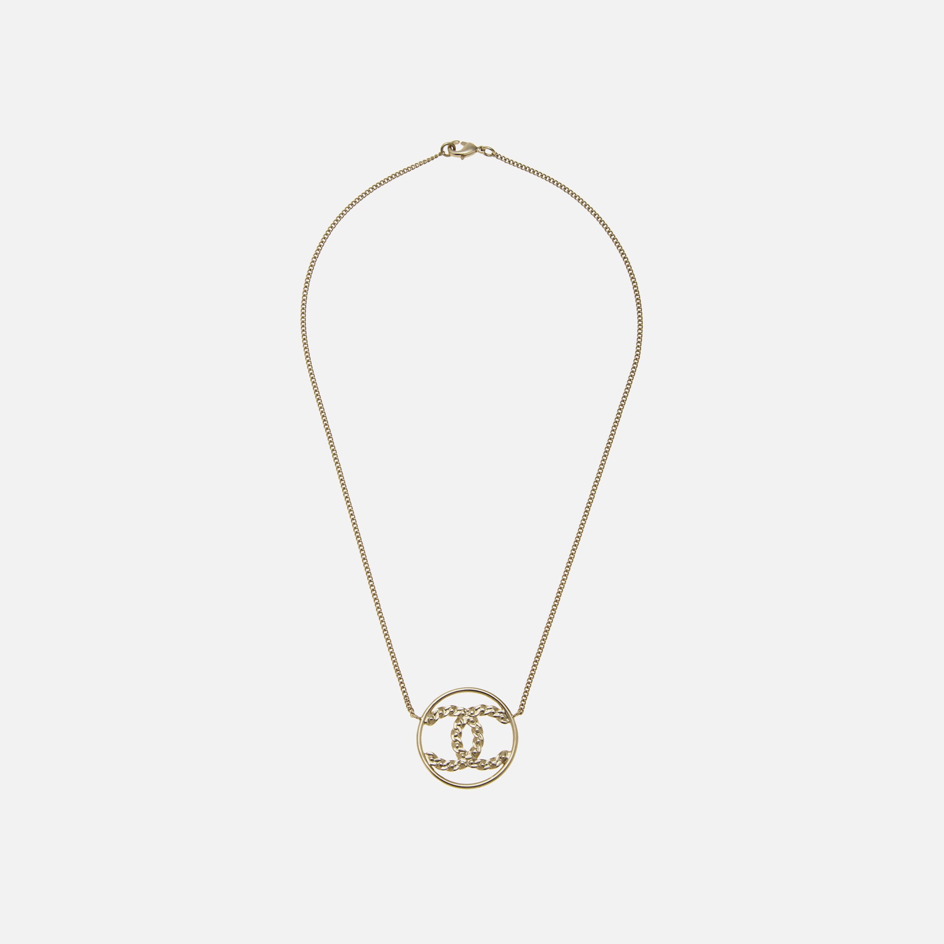 WGACA Chanel Gold Crystal CC In Circle Necklace - Gold / Crystal