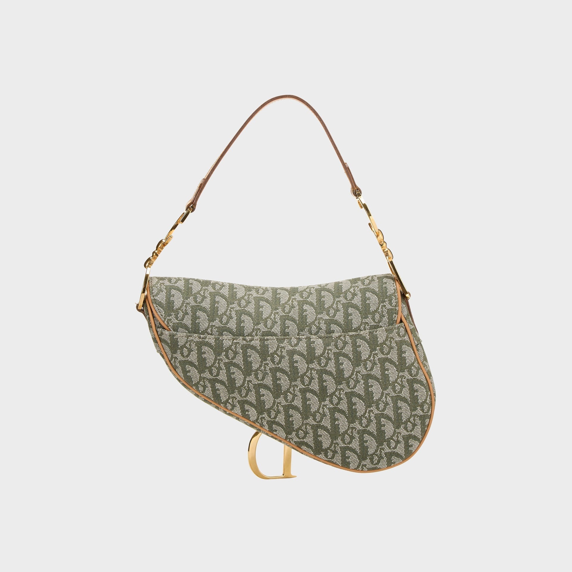 WGACA Dior Green Trotter Saddle Bag - Green / Beige