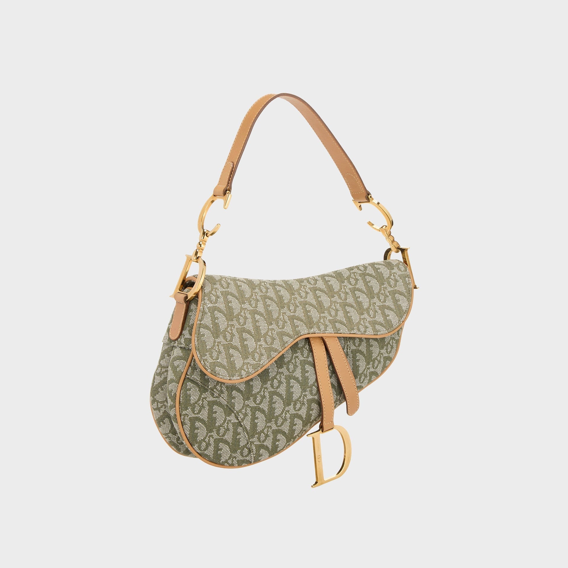 WGACA Dior Green Trotter Saddle Bag - Green / Beige