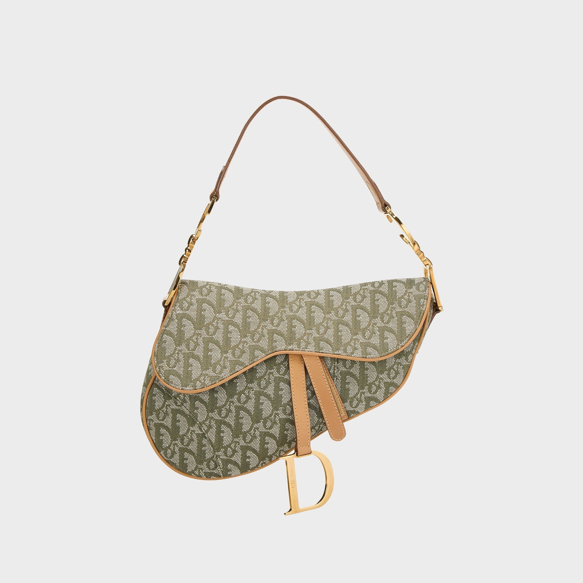 WGACA Dior Green Trotter Saddle Bag - Green / Beige