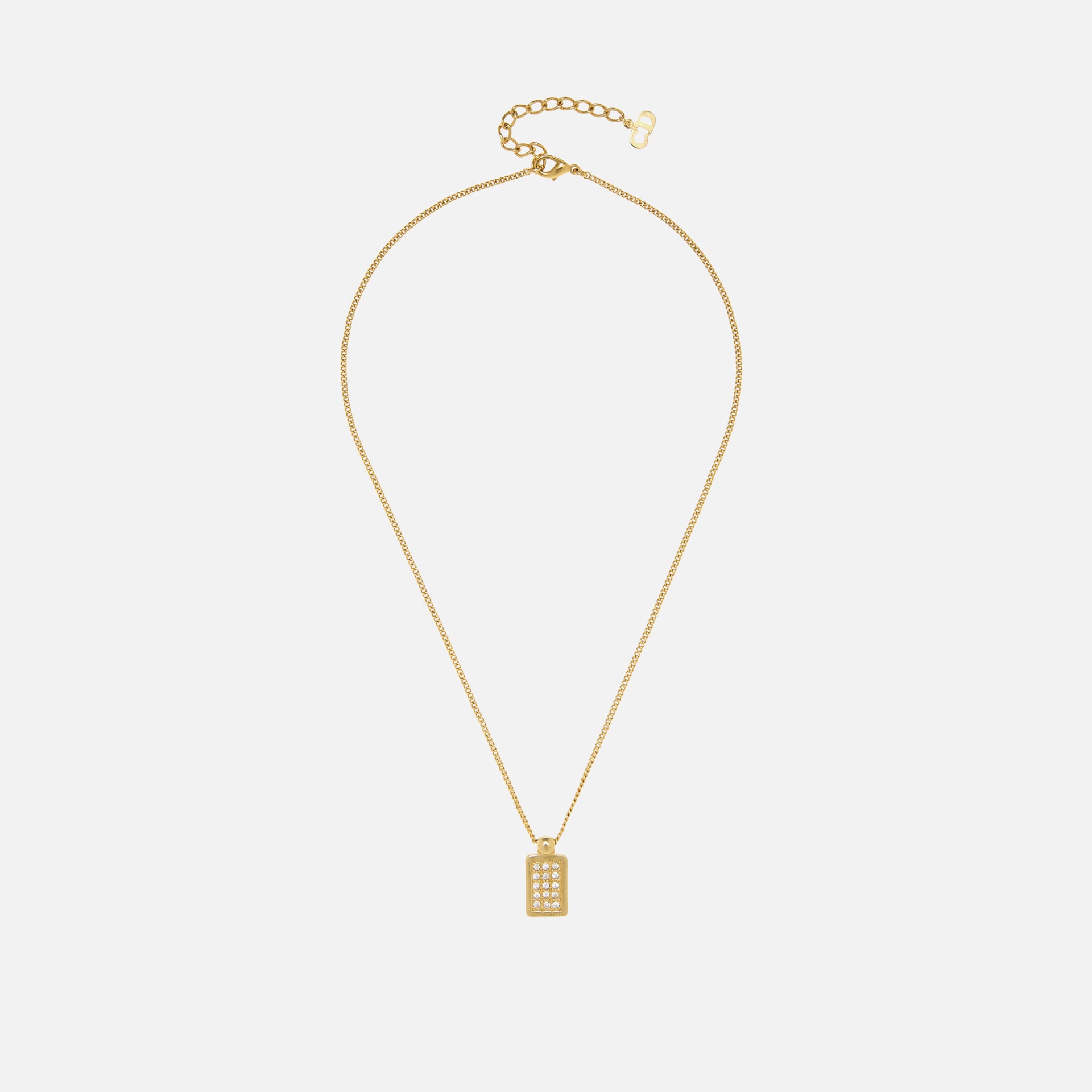 WGACA Christian Dior Crystal Trotter Pendant Necklace Small I - Gold