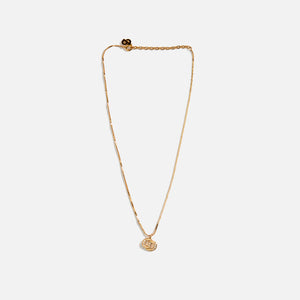 WGACA Dior Crystal Round Oval Logo Necklace - Gold