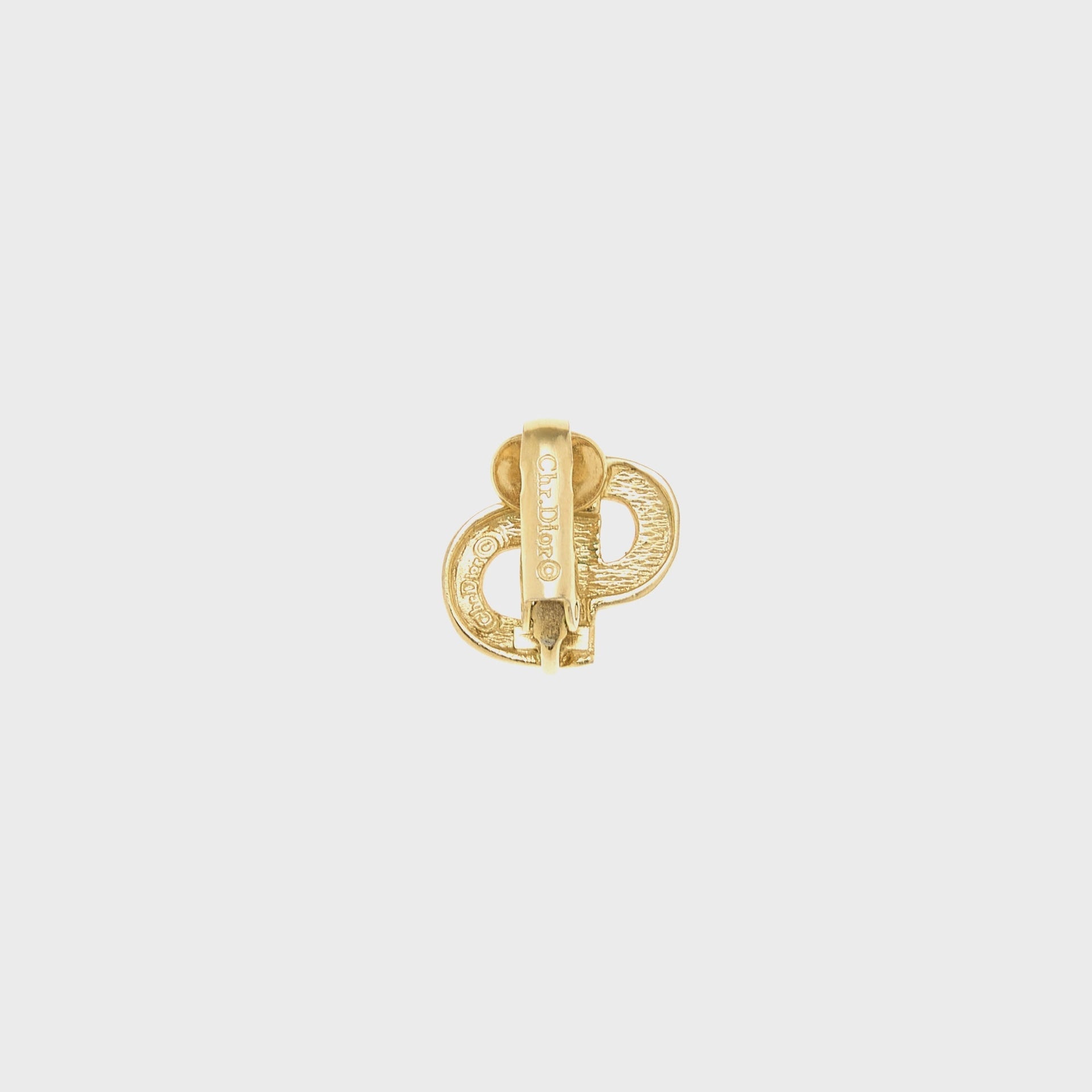WGACA Dior Gold Crystal CD Earrings - Gold